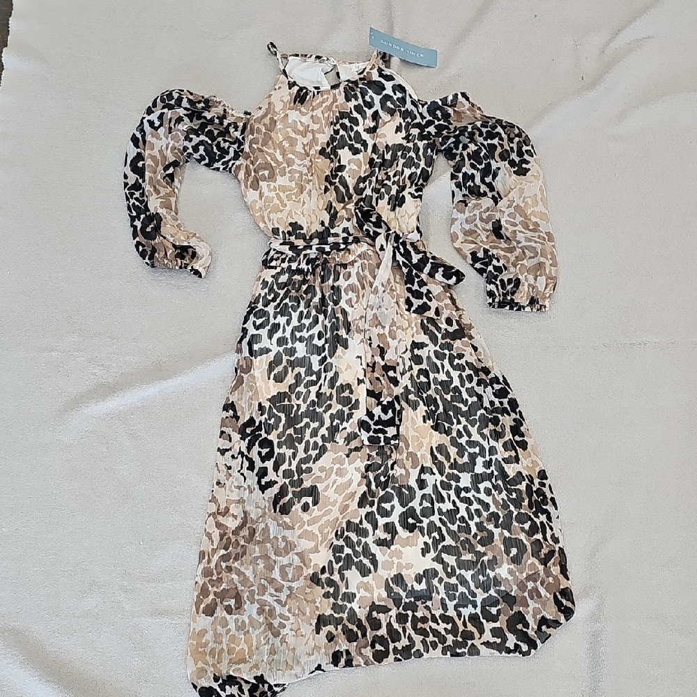 London Times Leopard Print Casual Dress